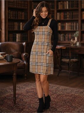 Just Polly New York Plaid Mini Dress Split Hem Size Small